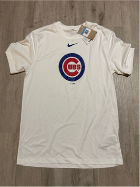 Men's Nike Chicago Cubs White Blue Short Sleeve Tee M